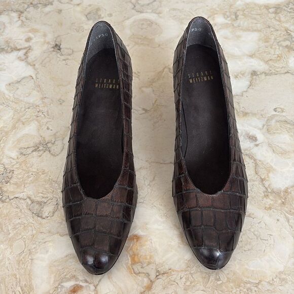 Stuart Weitzman Crocodile Leather Pumps Vintage 2” Heels - Picture 4 of 14